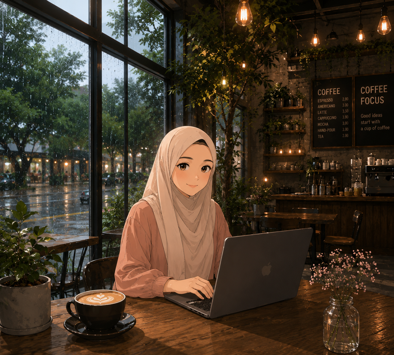 Elena working inside her café