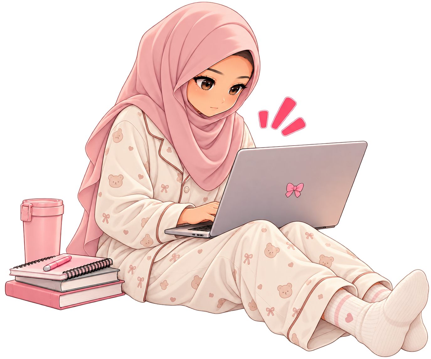 Illustration of the creator working on a laptop